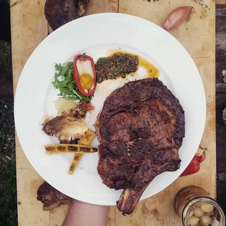 A chargrilled steak plated at The Crooked Swan